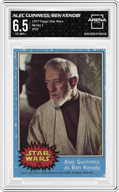 1977 Topps Star Wars Series 1 Alec Guinness as Ben Kenobi #59 ARENA CLUB 6.5