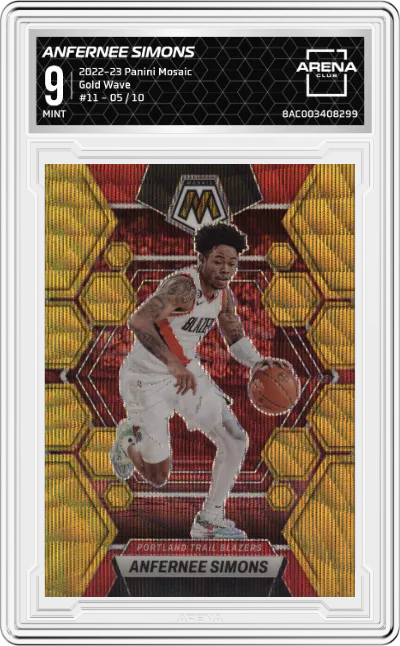 2022 Panini Mosaic Anfernee Simons Gold Wave #11 ARENA CLUB 9