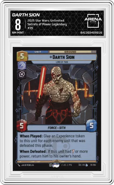2025 Star Wars: Unlimited Secrets of Power Darth Sion Legendary #35 ARENA CLUB 8