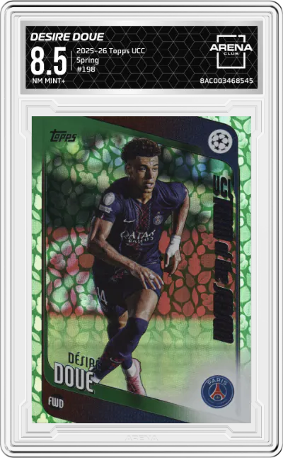 2025 Topps UEFA Club Competitions Desire Doue Spring #198 ARENA CLUB 8.5
