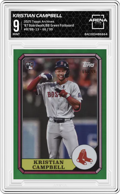 2025 Topps Archives '87 Boardwalk/BB Kristian Campbell Green Foilboard #87BB-13 ARENA CLUB 9