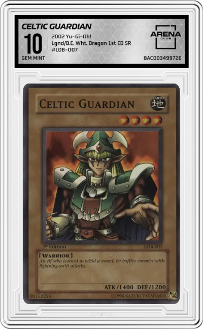 2002 Yu-Gi-Oh! Lgnd/B.E. Wht. Dragon Celtic Guardian ARENA CLUB 10