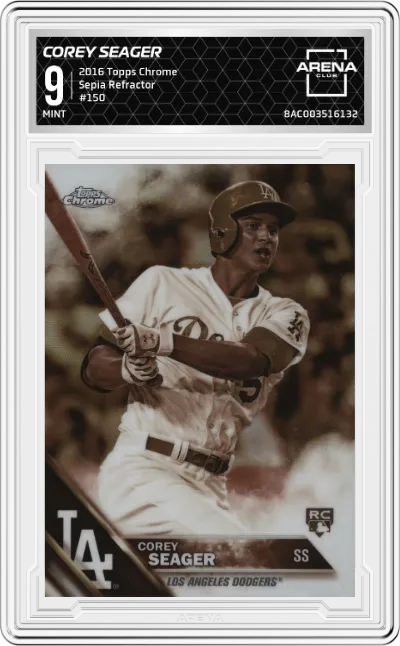 2016 Topps Chrome Corey Seager Sepia Refractor ARENA CLUB 9