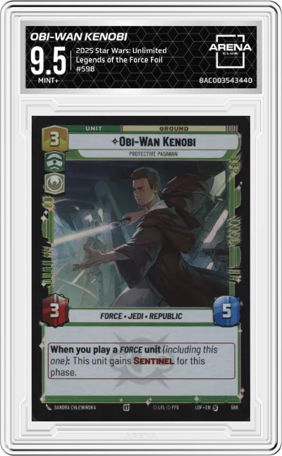 2025 Star Wars: Unlimited Legends of the Force Obi-Wan Kenobi Foil ARENA CLUB 9.5