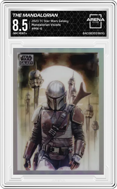2021 Topps Chrome Star Wars Galaxy Mandalorian Visions The Mandalorian ARENA CLUB 8.5