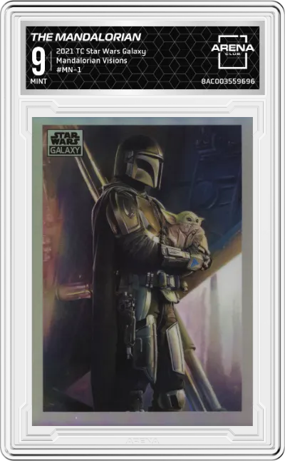 2021 Topps Chrome Star Wars Galaxy Mandalorian Visions The Mandalorian #MN-1 ARENA CLUB 9