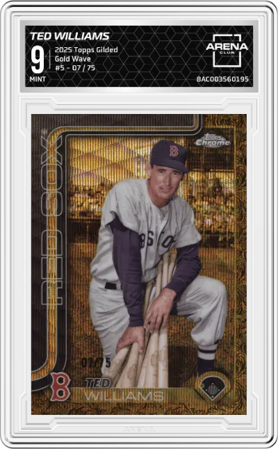2025 Topps Gilded Collection Ted Williams Gold Wave #5 ARENA CLUB 9