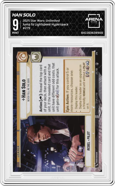 2025 Star Wars: Unlimited Jump to Lightspeed Han Solo Hyperspace ARENA CLUB 9