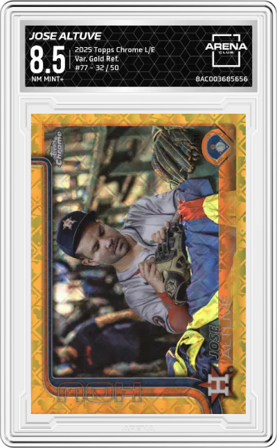 2025 Topps Chrome Logofractor Edition Var. Jose Altuve Gold Refractor #77 ARENA CLUB 8.5