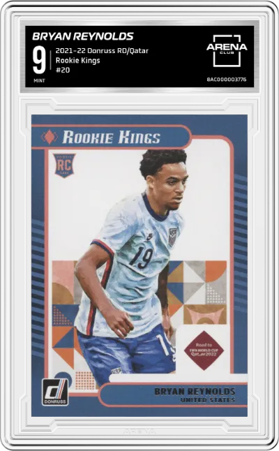 Bryan Reynolds from the 2021-22 Panini Donruss Road to Qatar set graded by Arena Club and given an overall grade of 9.