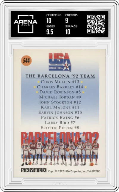 Team USA 1 from the 1991-92 Skybox set graded by Arena Club and given an overall grade of 9.5.