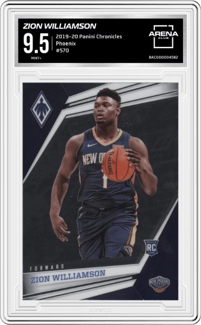 Zion Williamson from the 2019-20 Panini Chronicles  set graded by Arena Club and given an overall grade of 9.5.