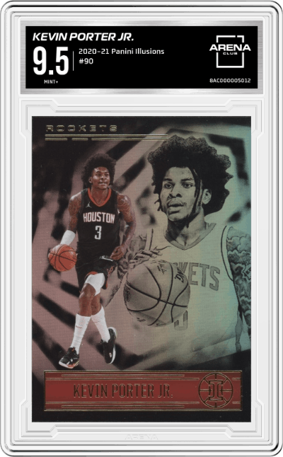 Kevin Porter Jr. from the 2020-21 Panini Illusions  set graded by Arena Club and given an overall grade of 9.5.