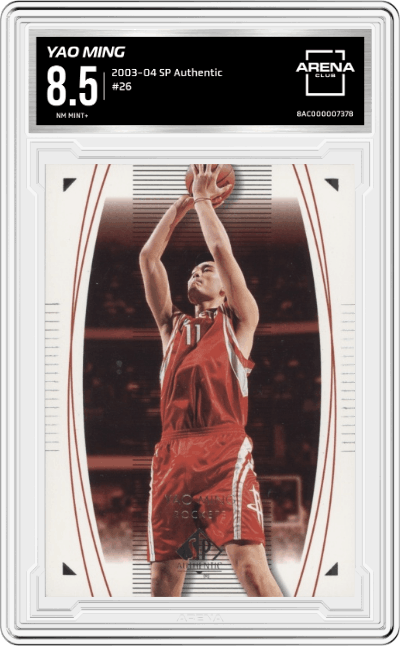 Yao Ming from the 2003-04 SP Authentic set graded by Arena Club and given an overall grade of 8.5.