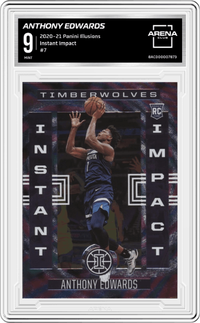 Anthony Edwards from the 2020-21 Panini Illusions  set graded by Arena Club and given an overall grade of 9.