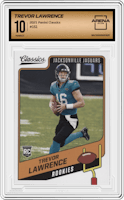 Trevor Lawrence from the 2021 Panini Classics set graded by Arena Club and given an overall grade of 10.