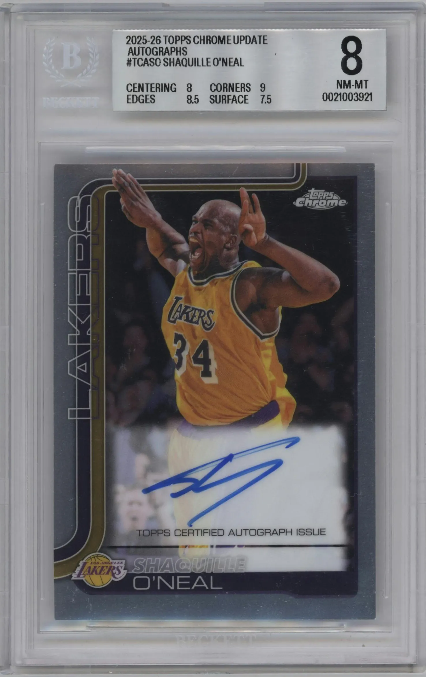 2025 Topps Chrome Update Chrome Auto Shaquille O'Neal #TCA-SO BGS 8