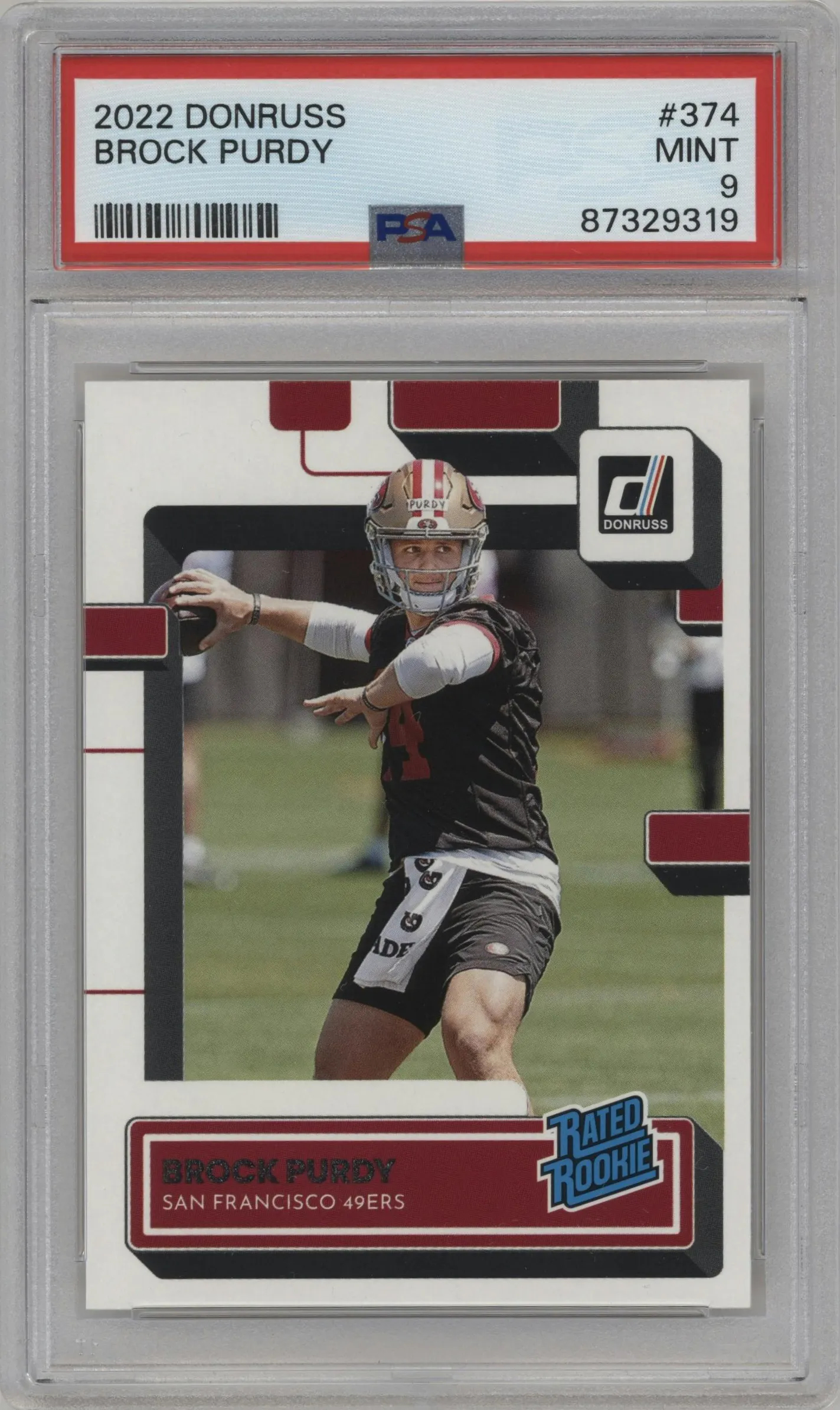 2022 Panini Donruss Rated Rookie Brock Purdy #374 PSA 9
