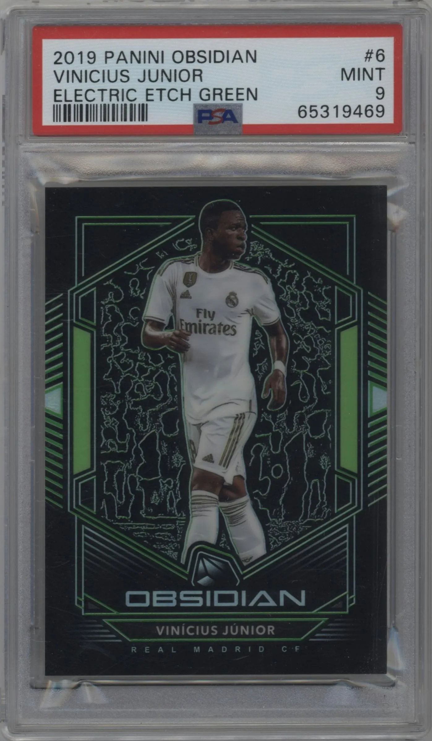2019 Panini Obsidian Vinicius Junior Electric Etch Green #6 PSA 9