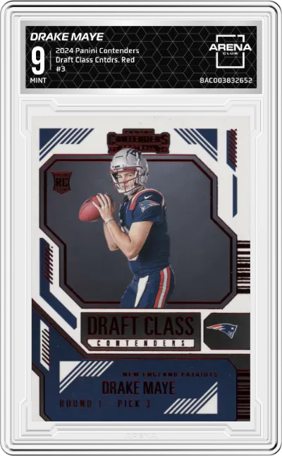 2024 Panini Contenders Draft Class Cntdrs. Drake Maye Red ARENA CLUB 9