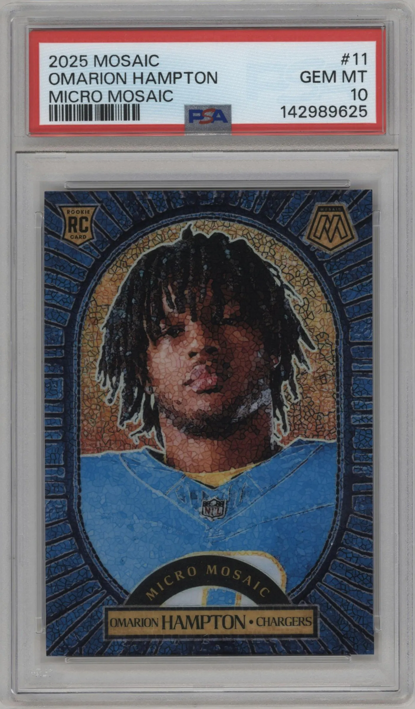 2025 Panini Mosaic Micro Mosaic Omarion Hampton #11 PSA 10