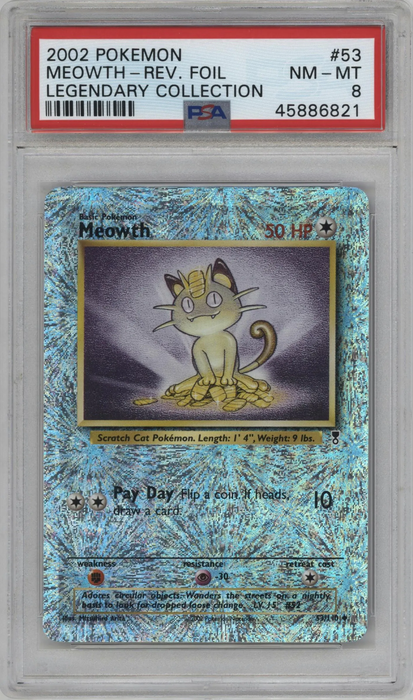 2002 Pokemon Legendary Collection Meowth #53 PSA 8