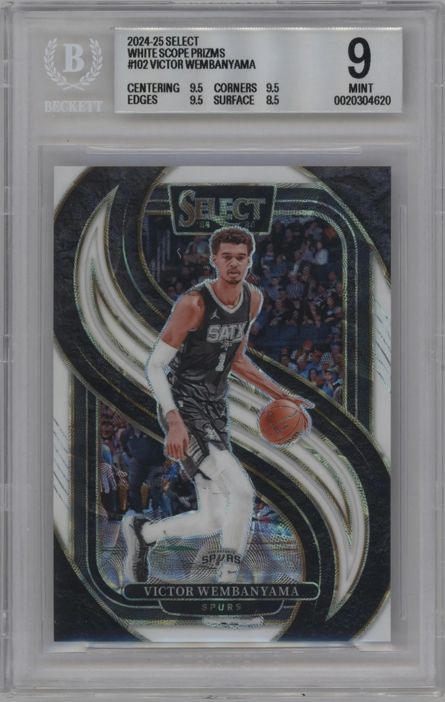 2024 Panini Select Pre.Lvl. Victor Wembanyama White Scope #102 BGS 9