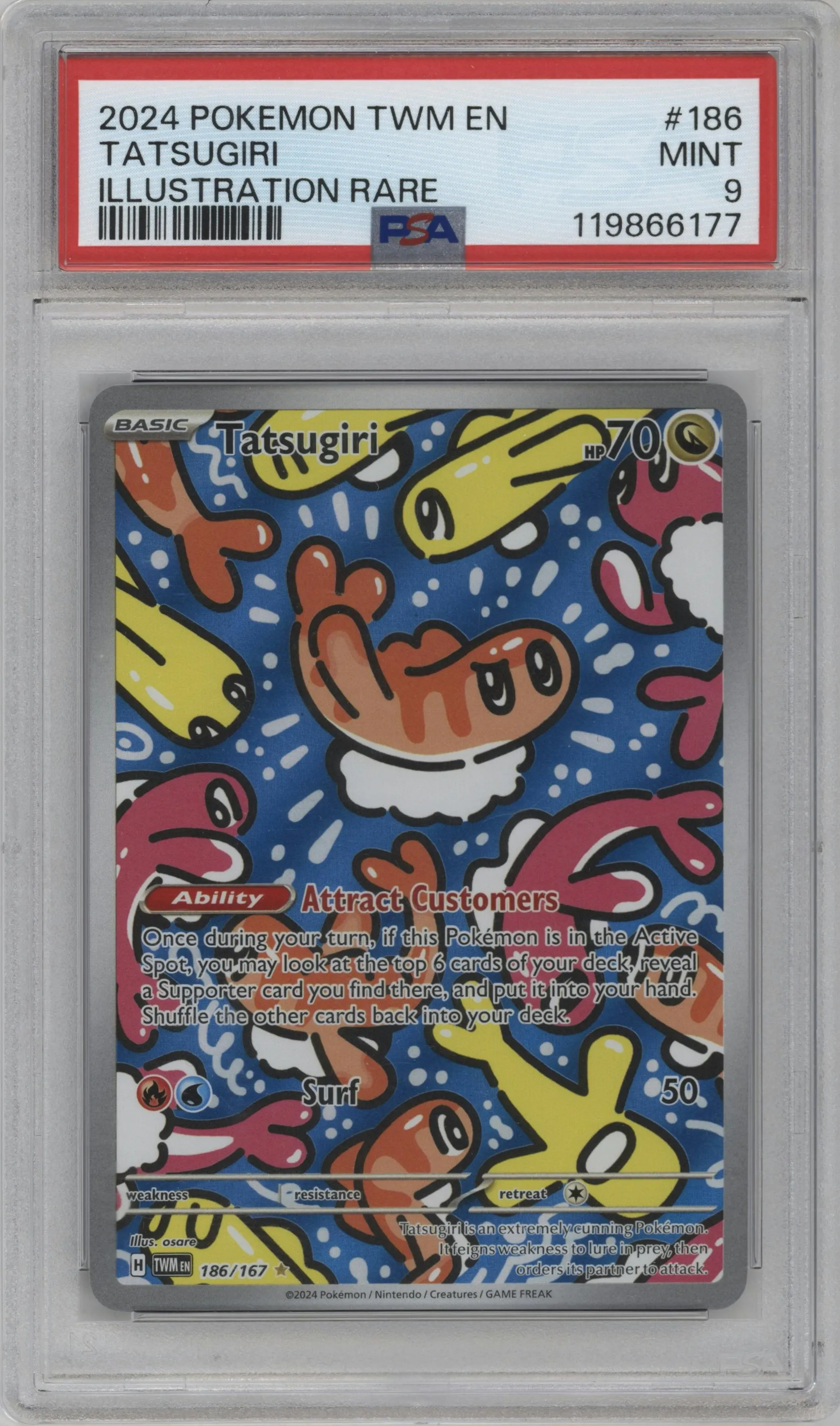 2024 Pokemon SV Twilight Masquerade Tatsugiri #186 PSA 9