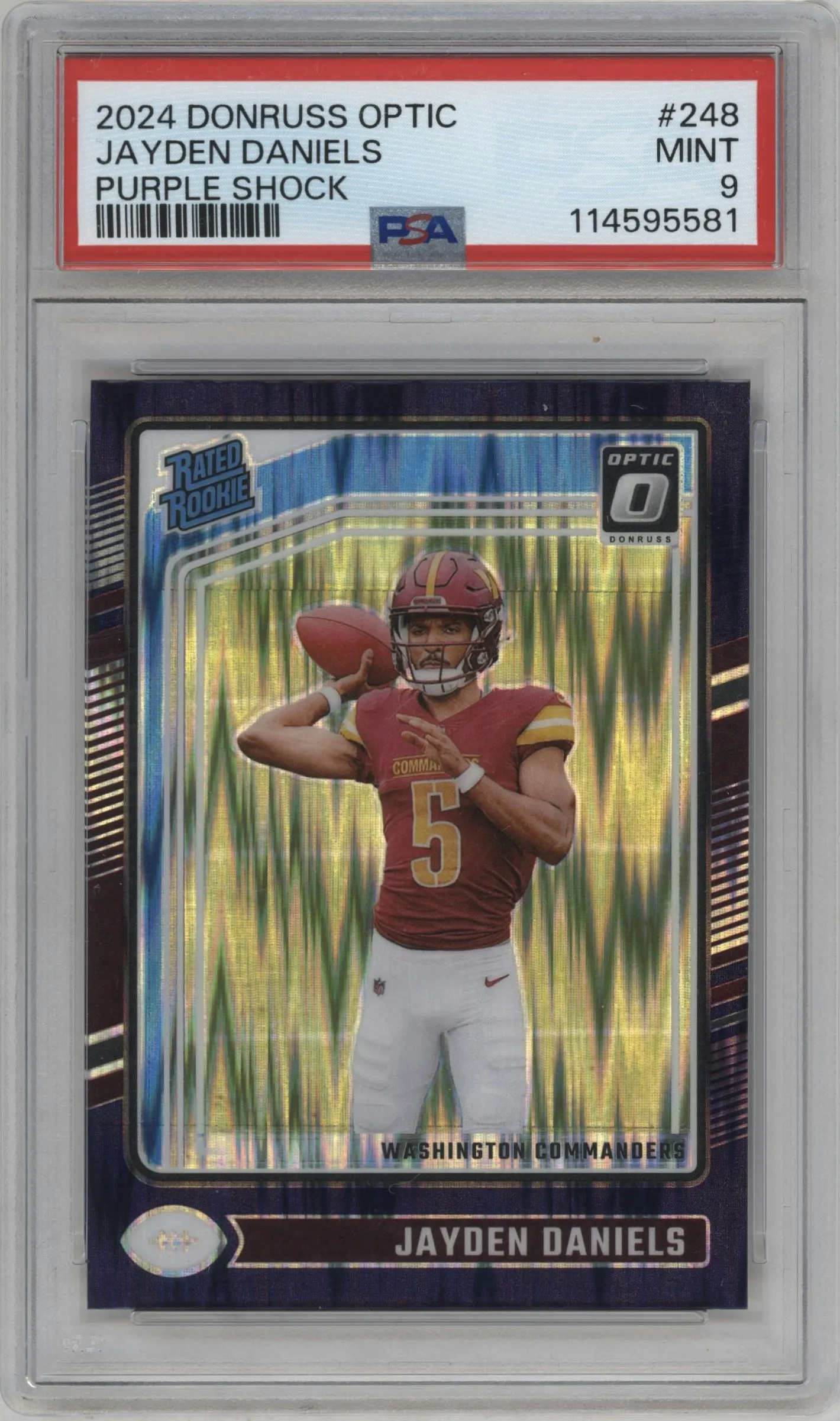 2024 Donruss Optic Rated Rookie Jayden Daniels Purple Shock #248 PSA 9