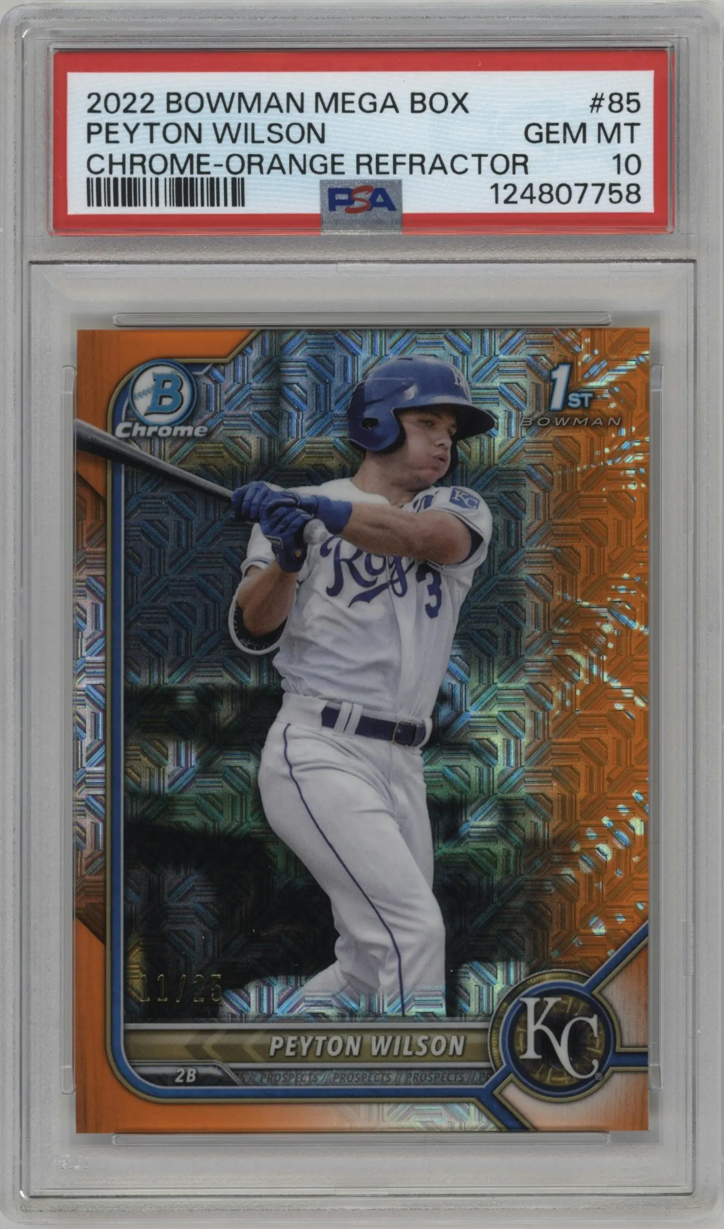 2022 Bowman Mega Box Chrome Peyton Wilson Orange Refractor #BCP-85 PSA 10