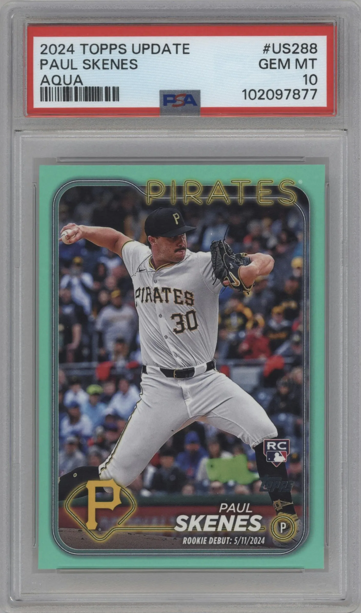 2024 Topps Update Paul Skenes Aqua #US288 PSA 10