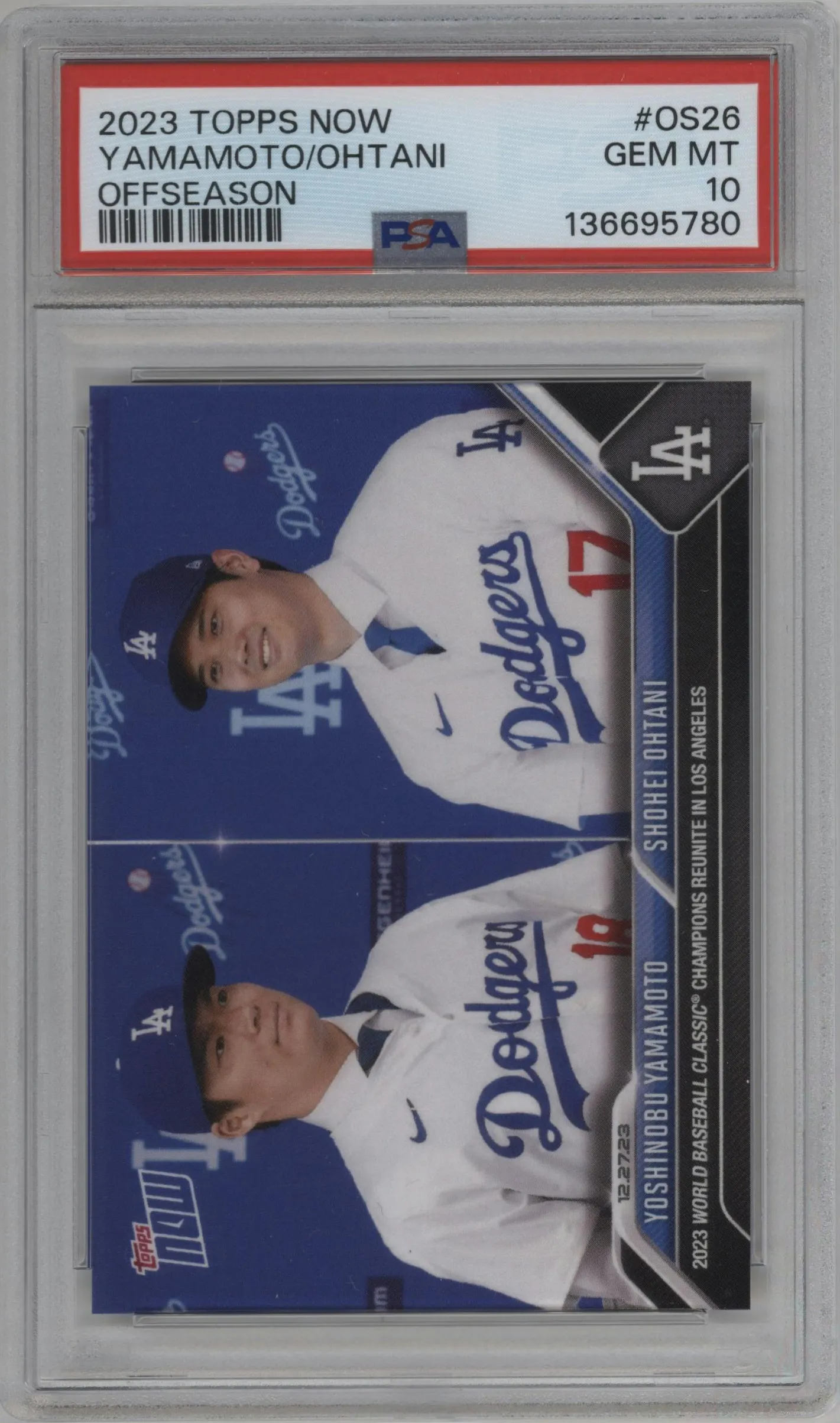 2023 Topps Now Off-Season Yoshinobu Yamamoto/Shohei Ohtani #OS-26 PSA 10