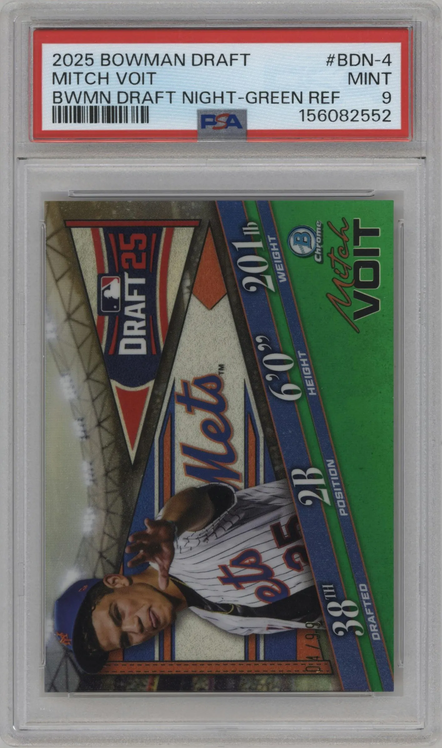 2025 Bowman Draft Draft Night Mitch Voit Green Refractor #BDN-4 PSA 9