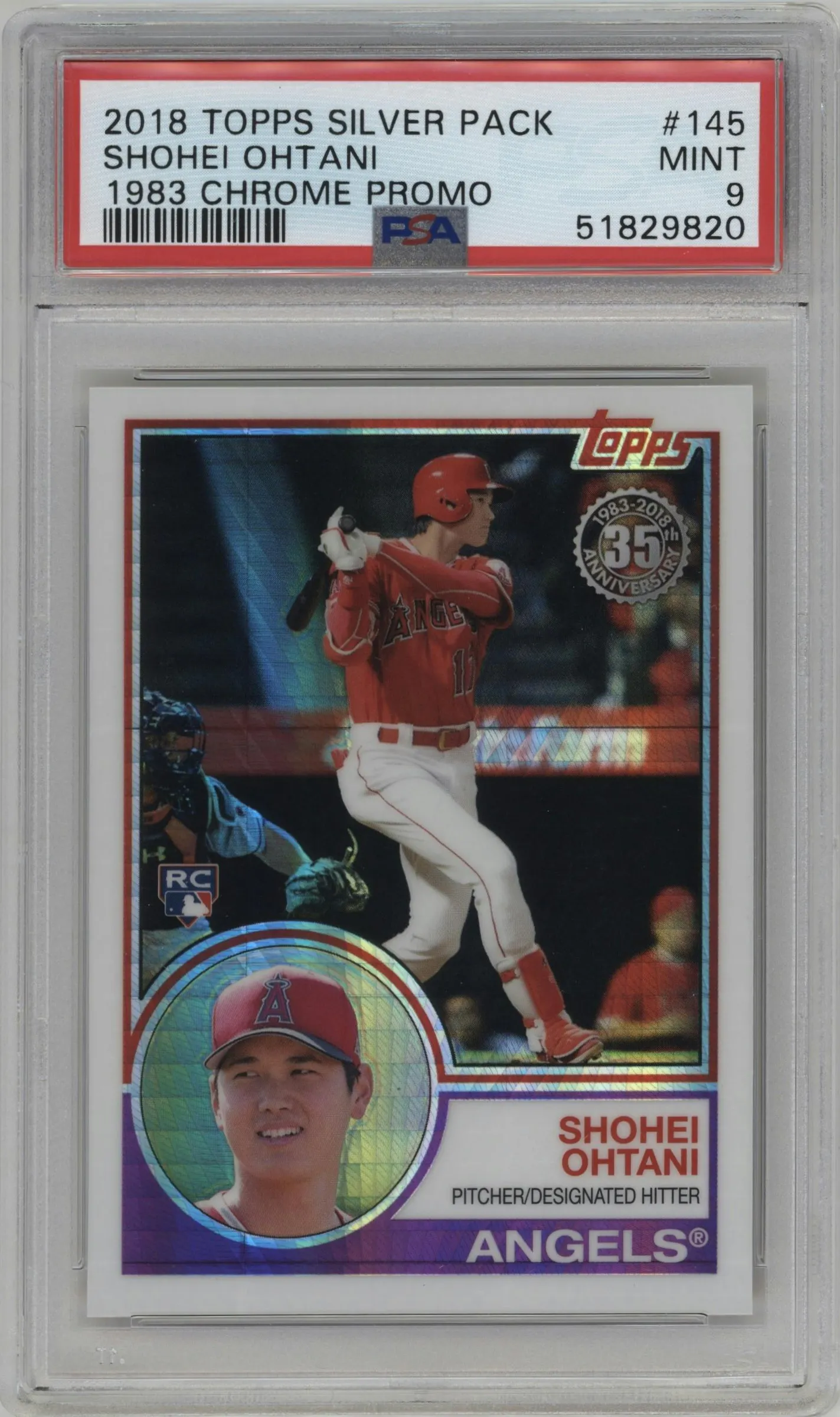 2018 Topps Silver Pack '83 Chrome Promo Shohei Ohtani #145 PSA 9