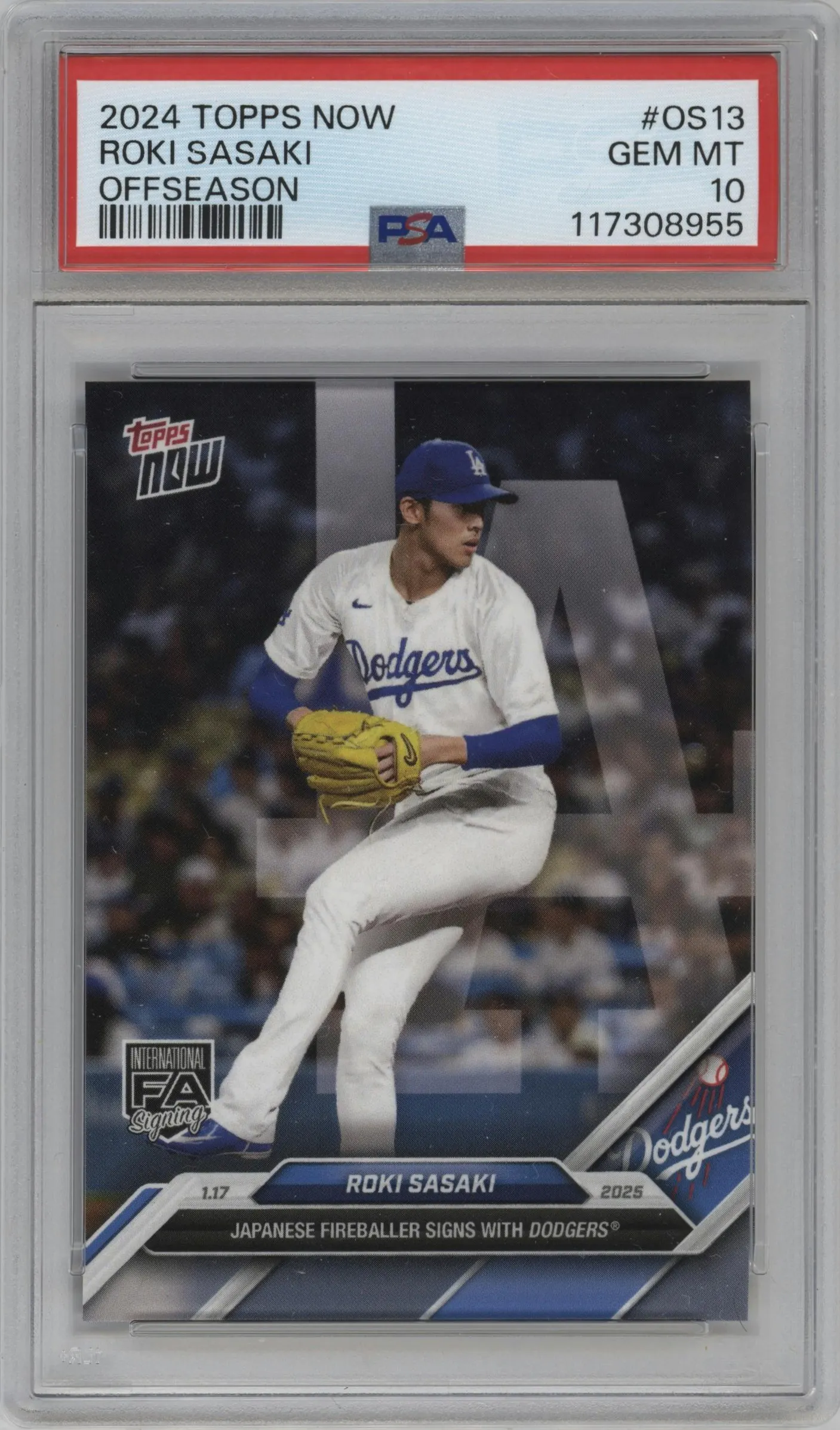 2024 Topps Now Off-Season Roki Sasaki #OS-13 PSA 10