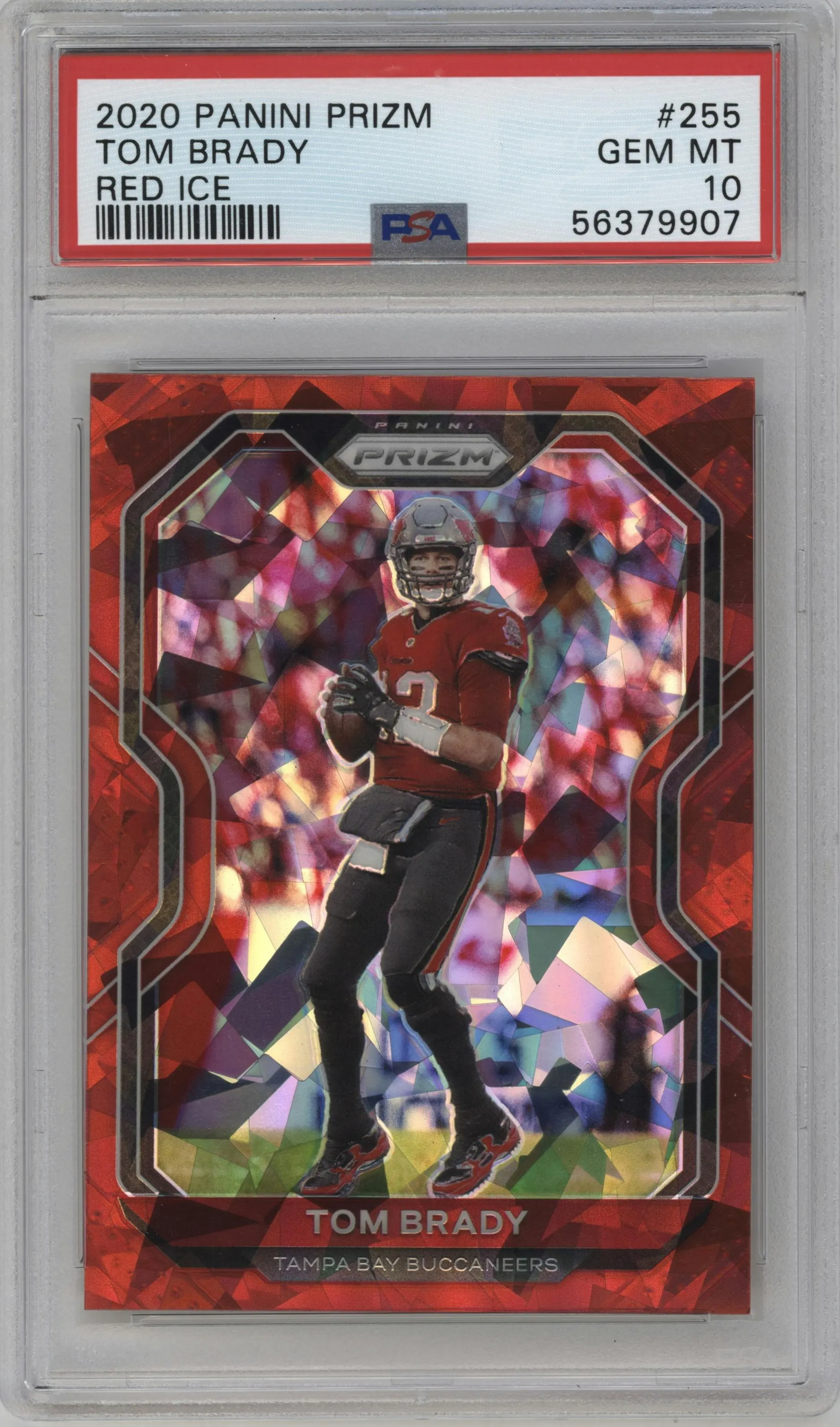 2020 Panini Prizm Tom Brady Red Ice Prizm #255 PSA 10