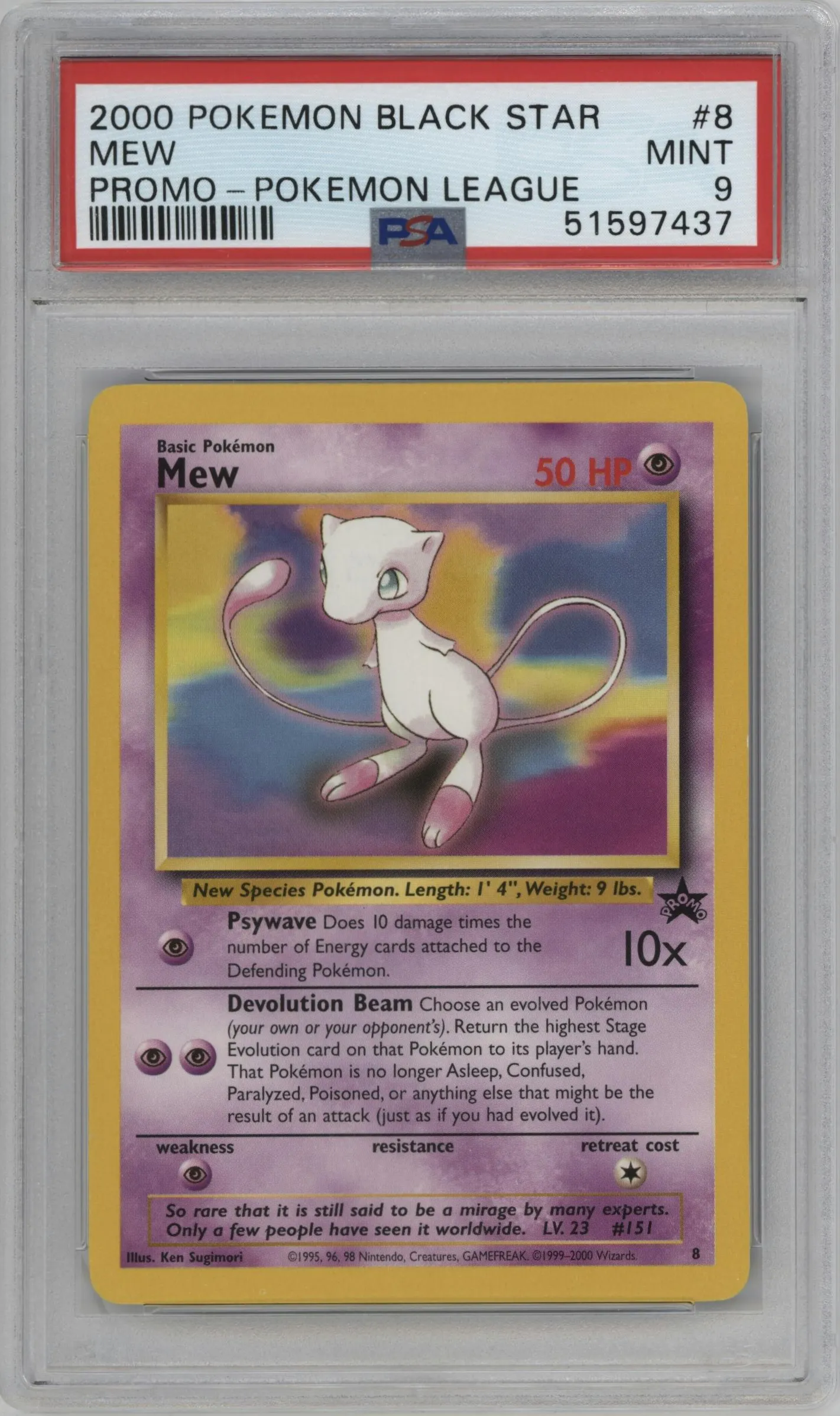 2000 Pokemon WoTC Mew League #8 PSA 9