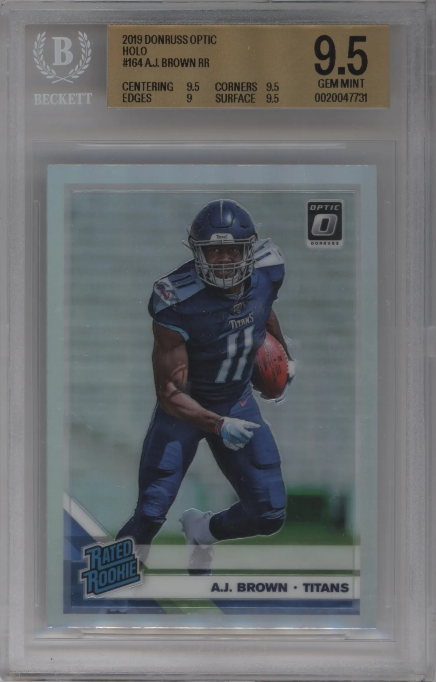 2019 Panini Donruss Optic Rated Rookie A.J. Brown Holo #164 BGS 9.5