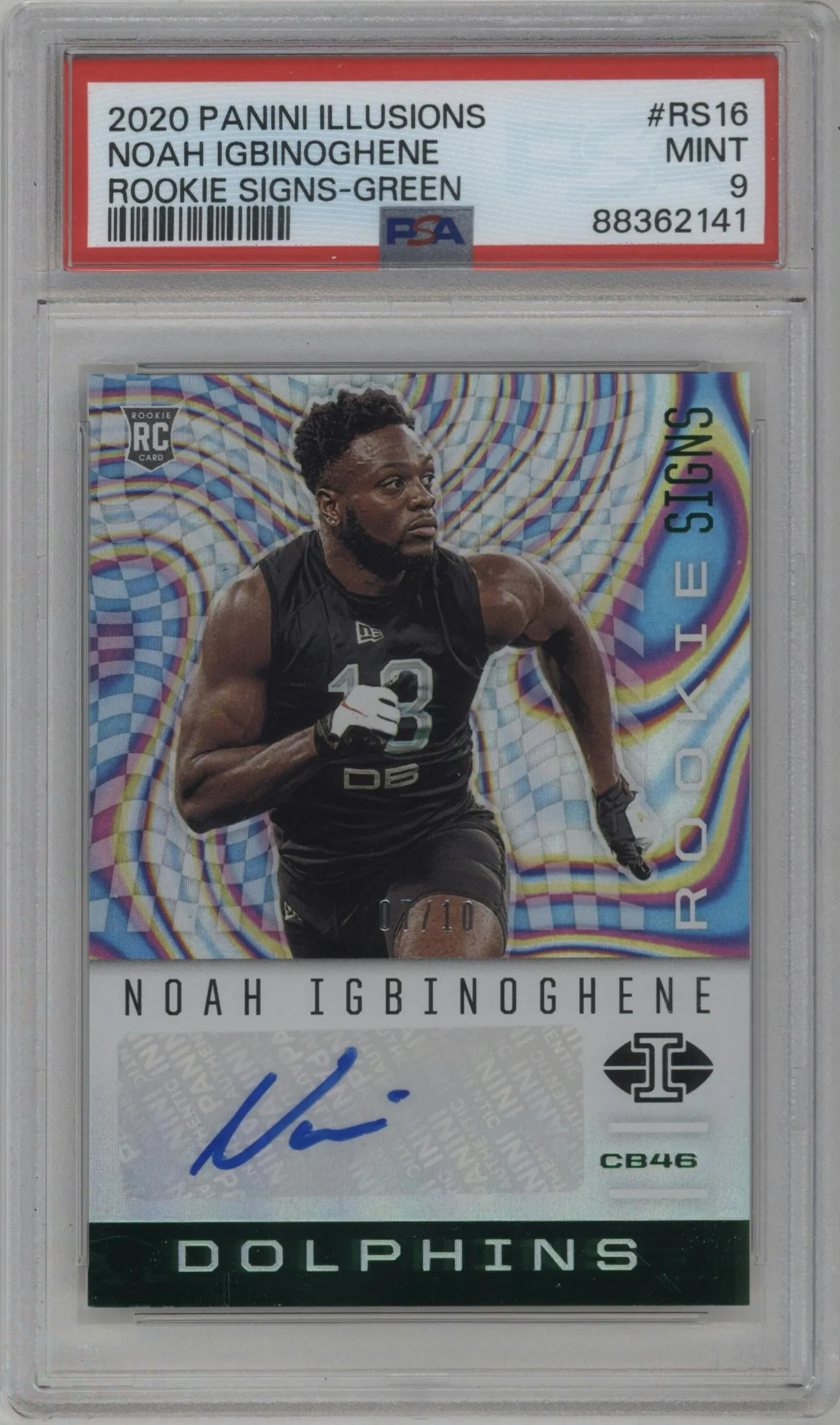 2020 Panini Illusions Rke.Signs Noah Igbinoghene Green #RS16 PSA 9
