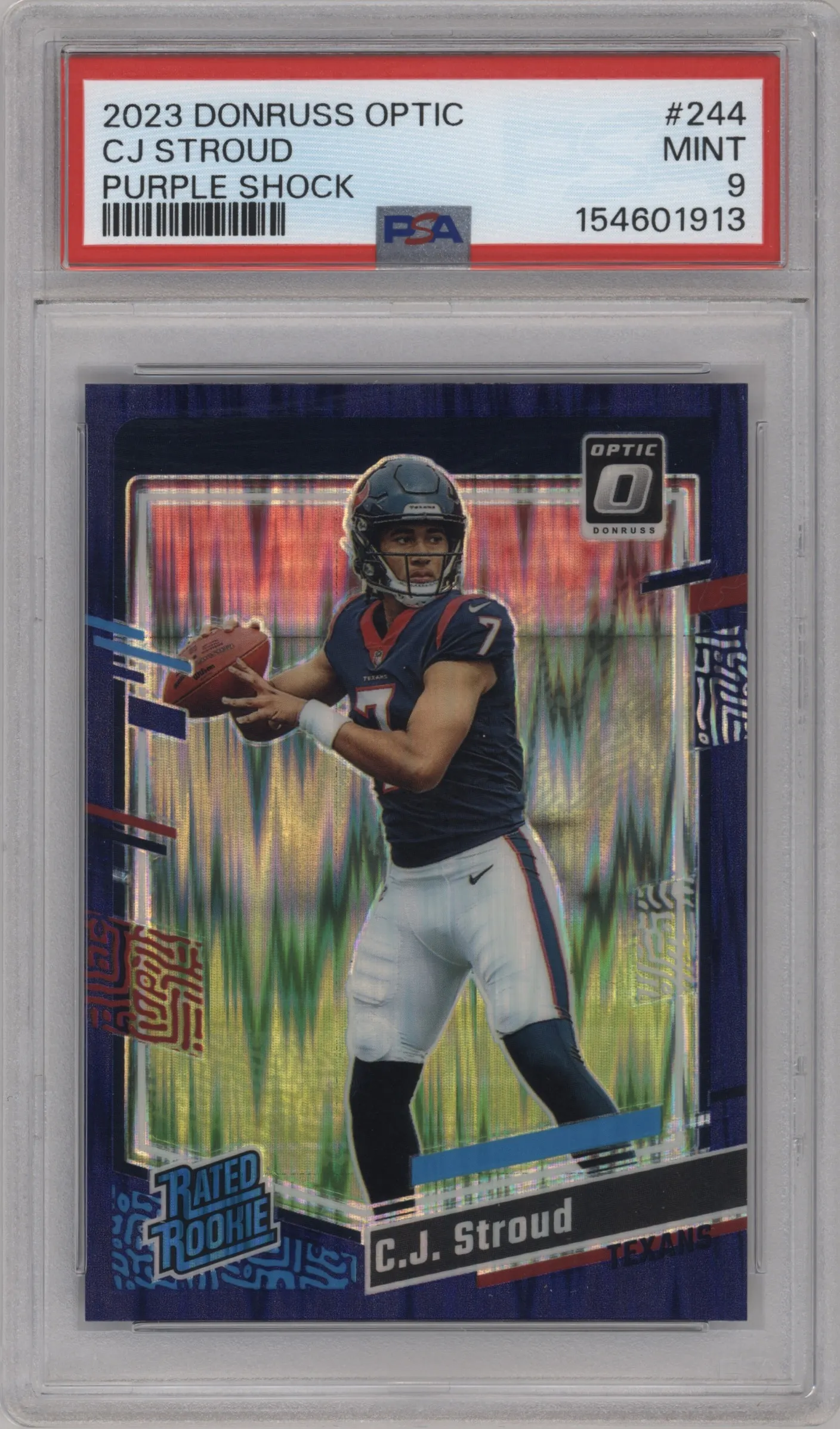 2023 Donruss Optic Rated Rookie C.J. Stroud Purple Shock #244 PSA 9