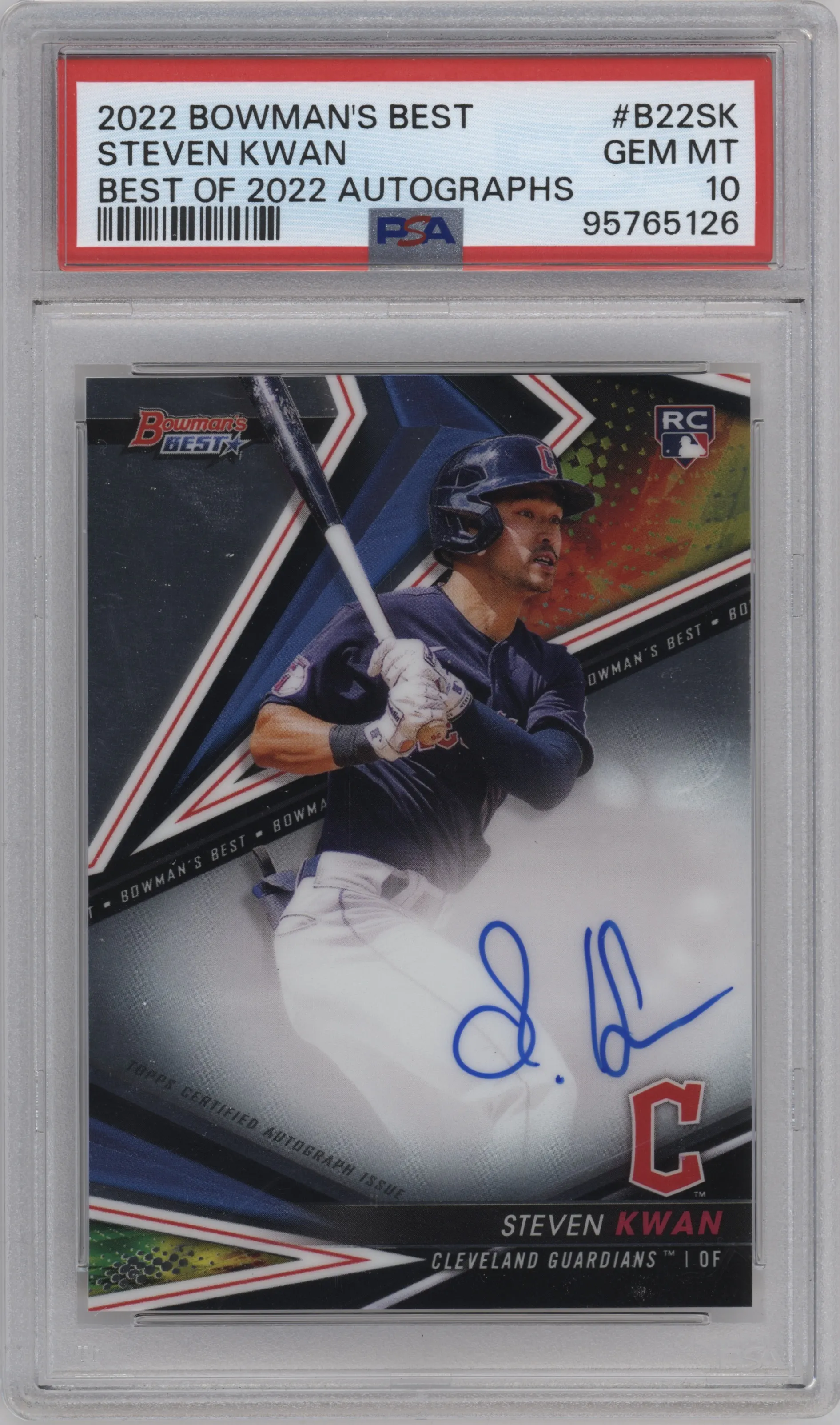 2022 Bowman’s Best Best of 2022 Auto Steven Kwan #B22-SK PSA 10
