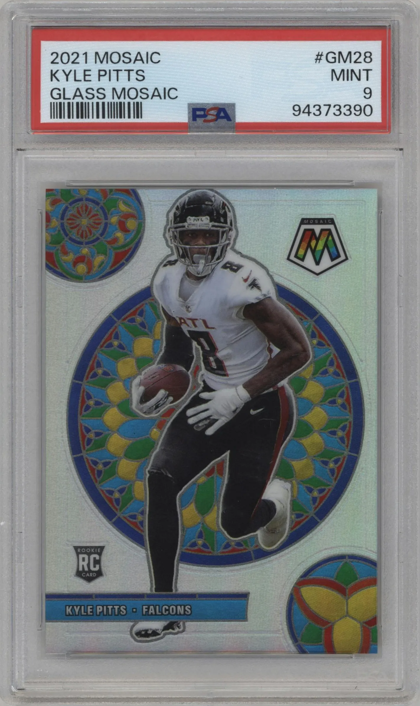 2021 Panini Mosaic Glass Mosaic Kyle Pitts #GM-28 PSA 9