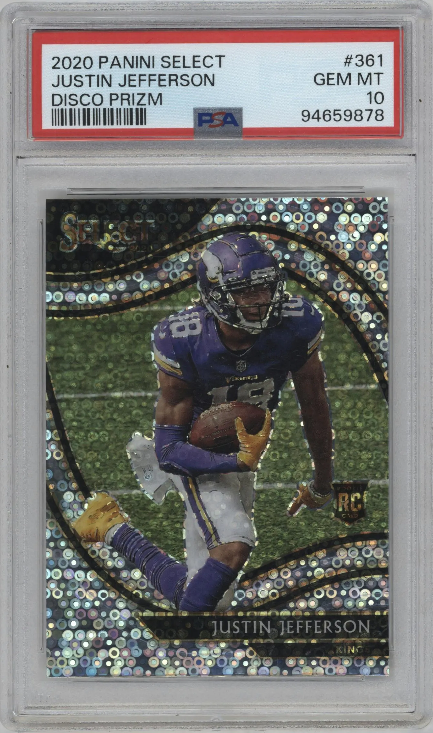 2020 Panini Select Field Lvl. Justin Jefferson Disco #361 PSA 10