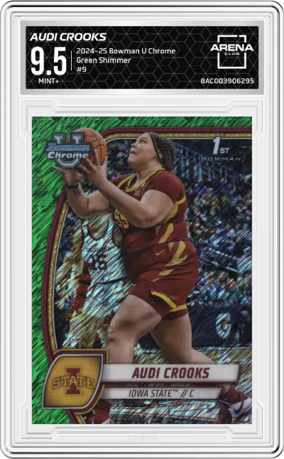 2024 Bowman University Chrome Audi Crooks Green Shimmer #9 ARENA CLUB 9.5