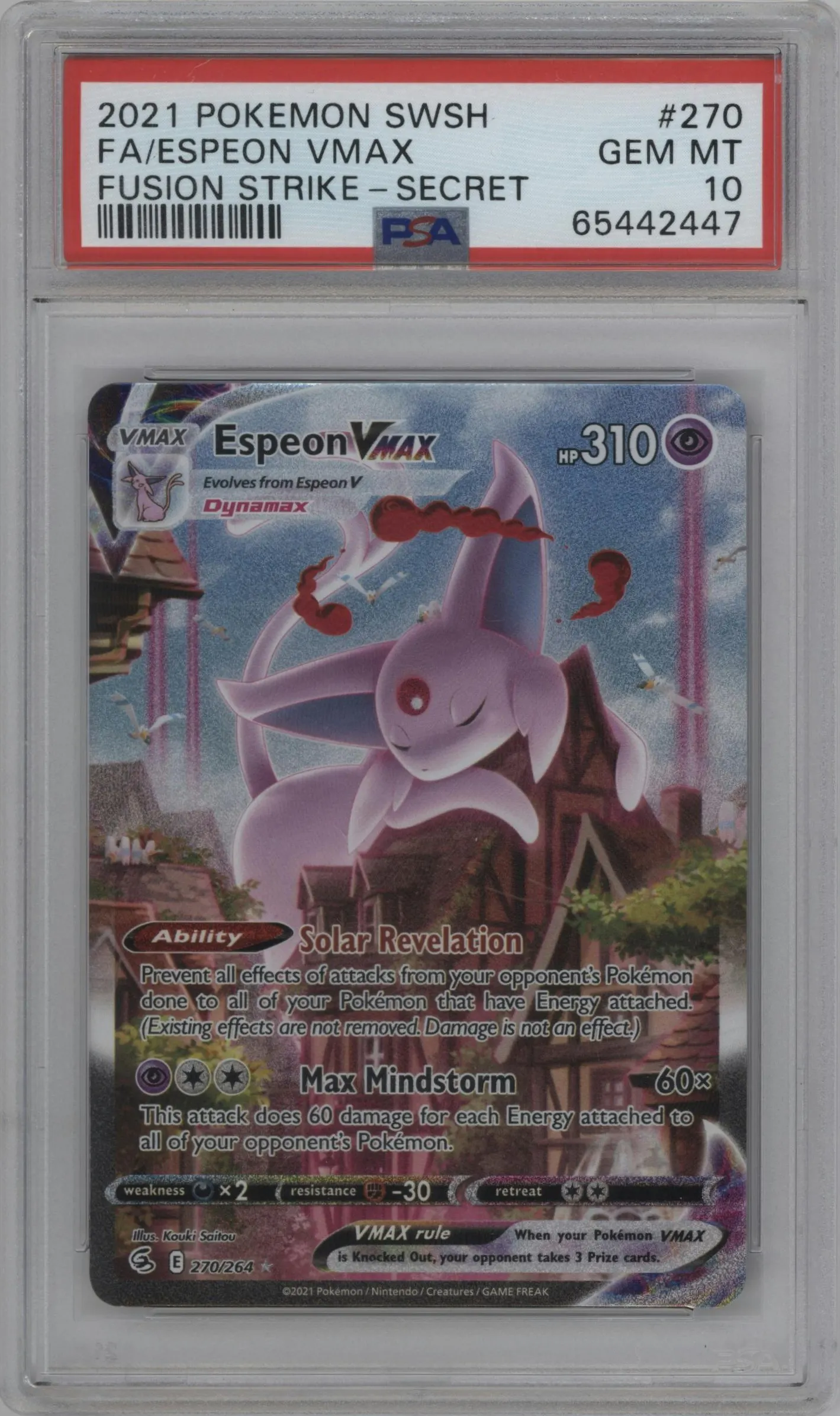 2021 Pokemon SWSH Fusion Strike Espeon VMAX #270 PSA 10