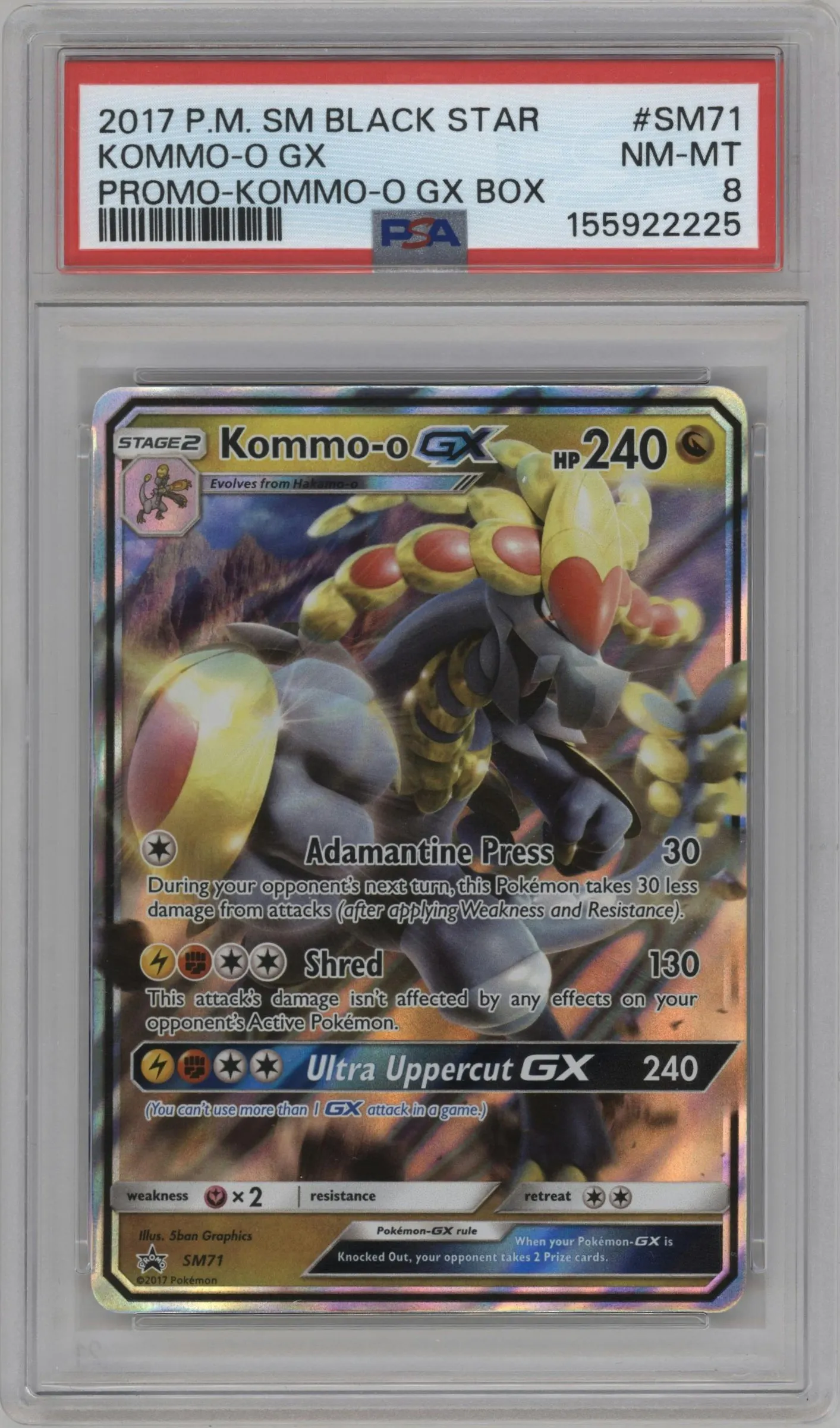 2017 Pokemon S&M Kommo-o GX Kommo-o-GX Box #SM71 PSA 8