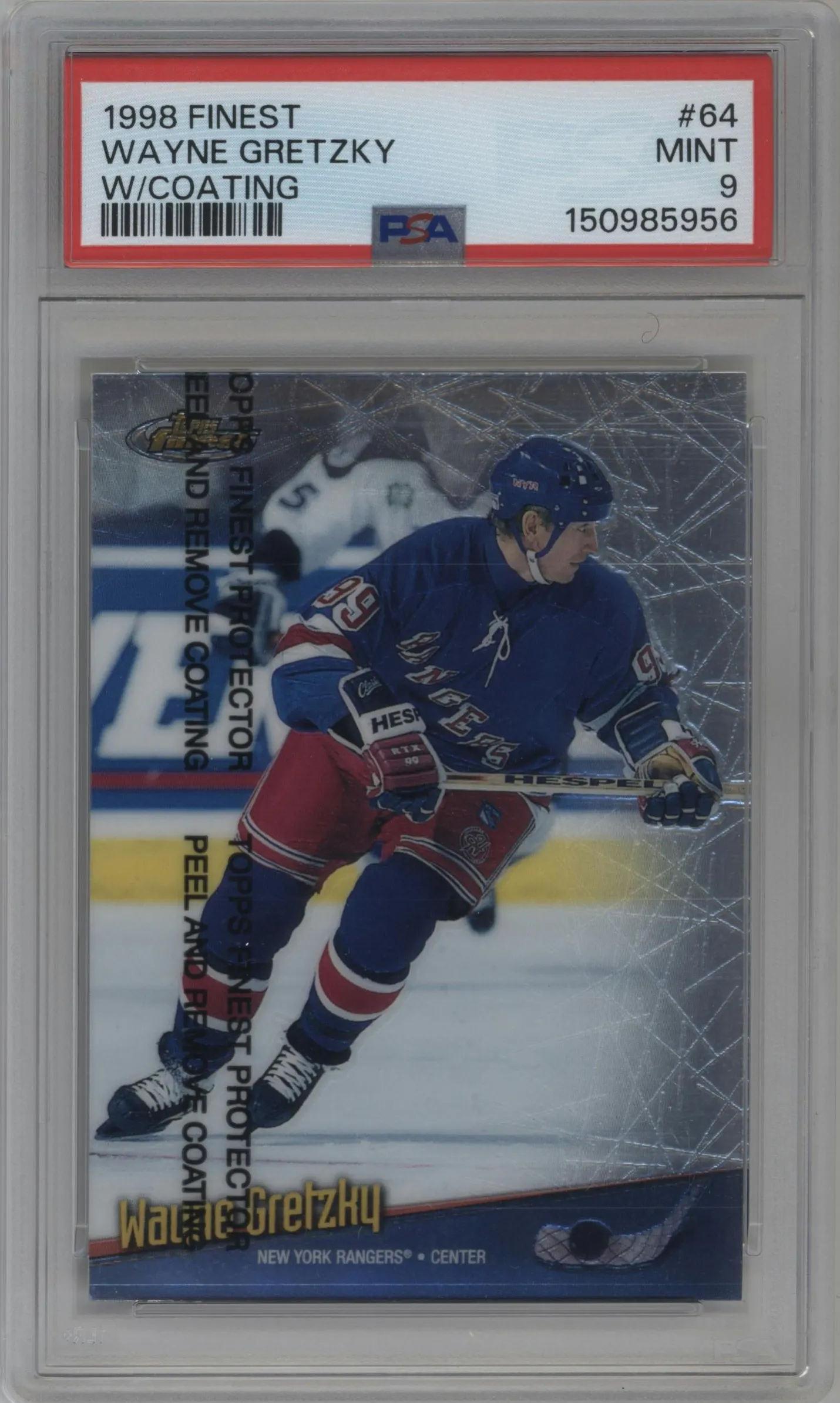 1998 Topps Finest Wayne Gretzky W/ Coating #64 PSA 9