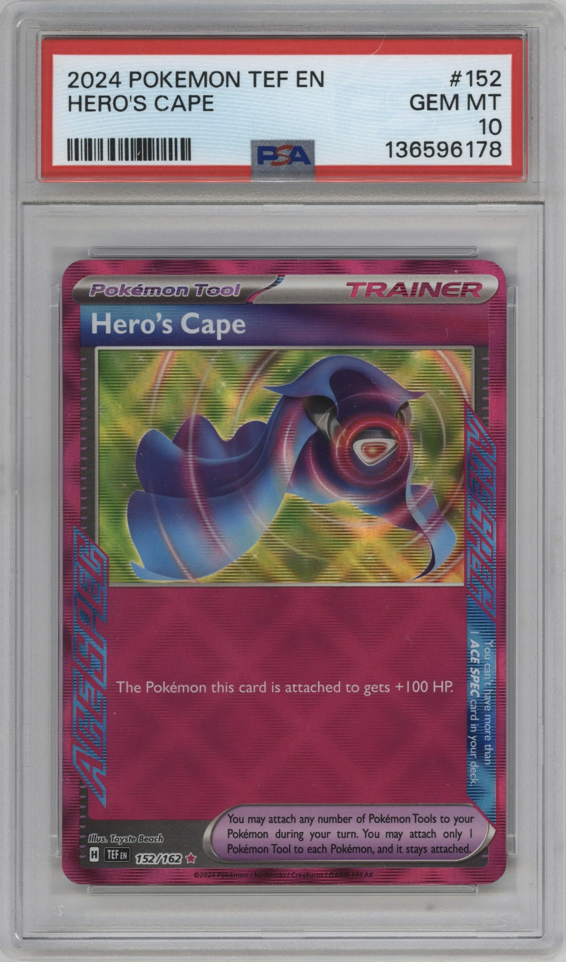 2024 Pokemon SV Temporal Forces Hero's Cape #152 PSA 10