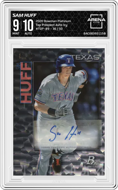 2020 Bowman Platinum Top Prospect Auto Sam Huff Icy ARENA CLUB 9