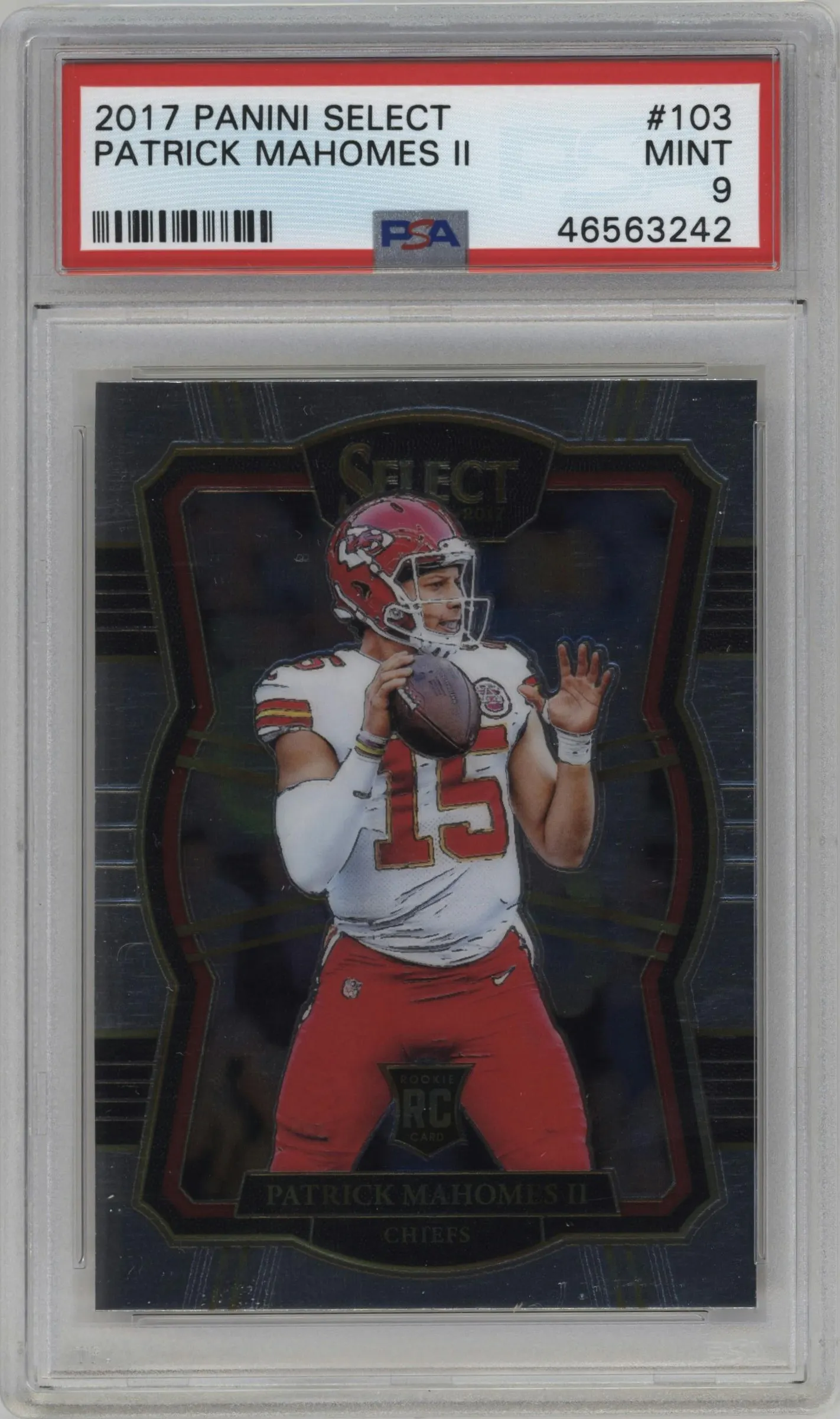 2017 Panini Select Pre.Lvl. Patrick Mahomes II #103 PSA 9